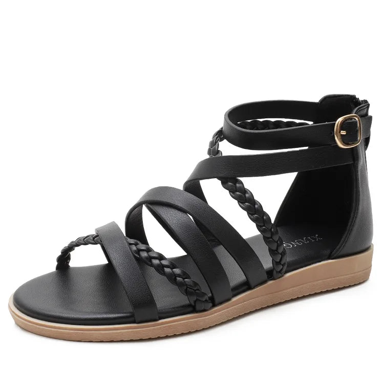 Casual Summer Bohemian Woven Slip On Flat Sandals For Women