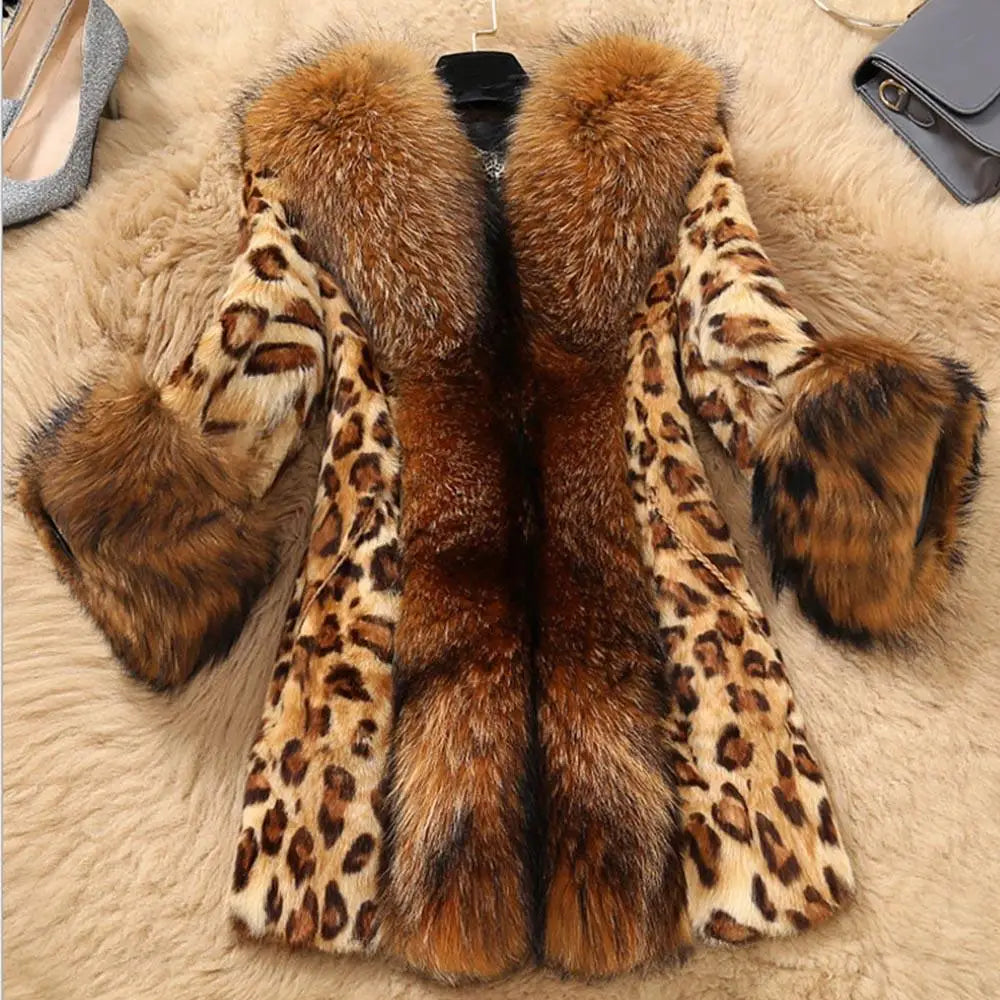 Soft Classic Mid Length V Neck Faux Fur Coat For Women