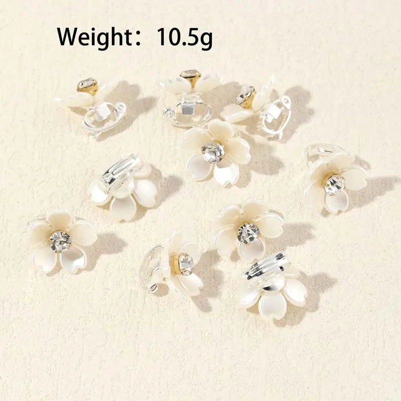 White Petal Rhinestone Hair Rings