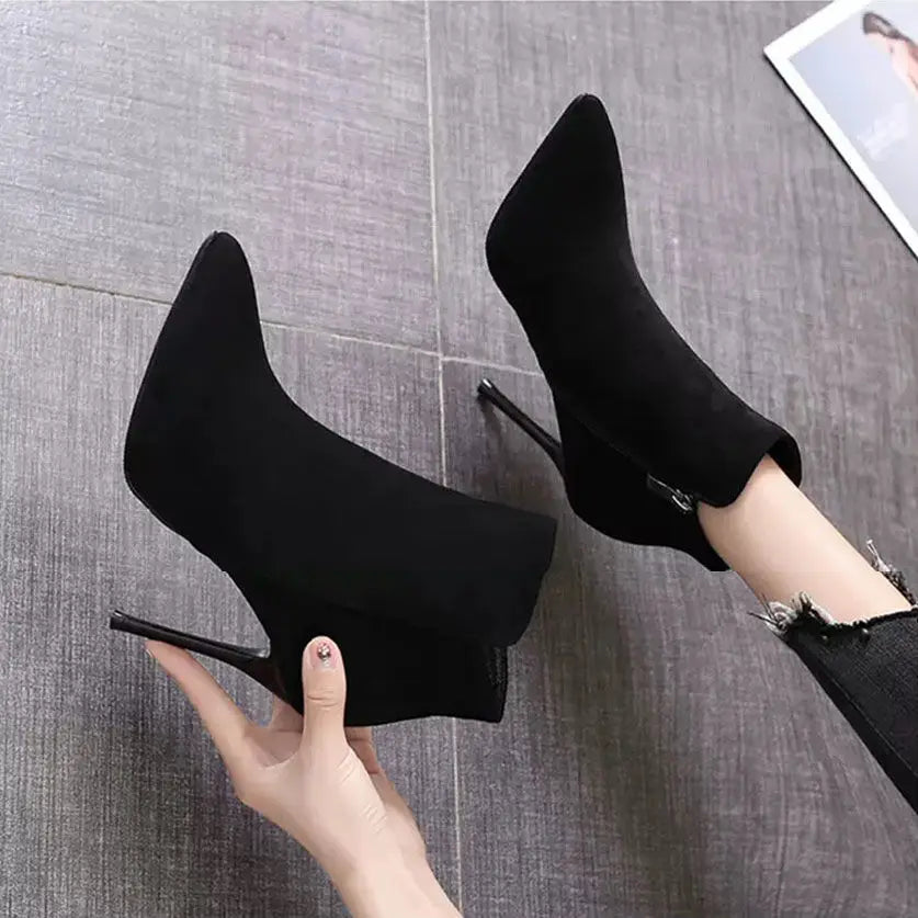 Elegant Pointed Toe High Heel Ankle Boots for Women