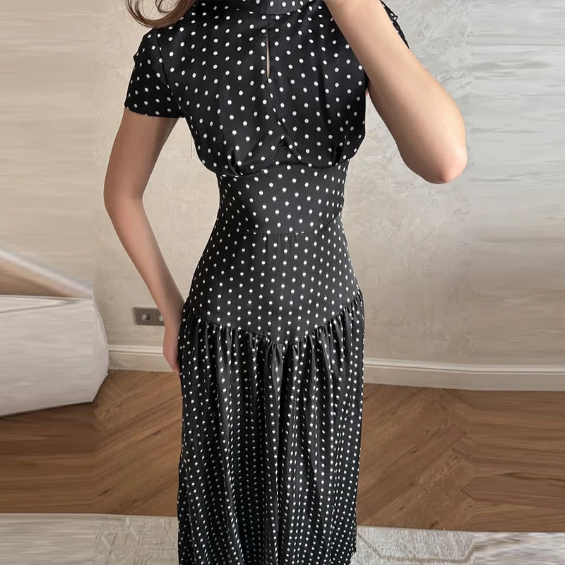Elegant Hollow Out Lace Up Ankle Length Dress for Women