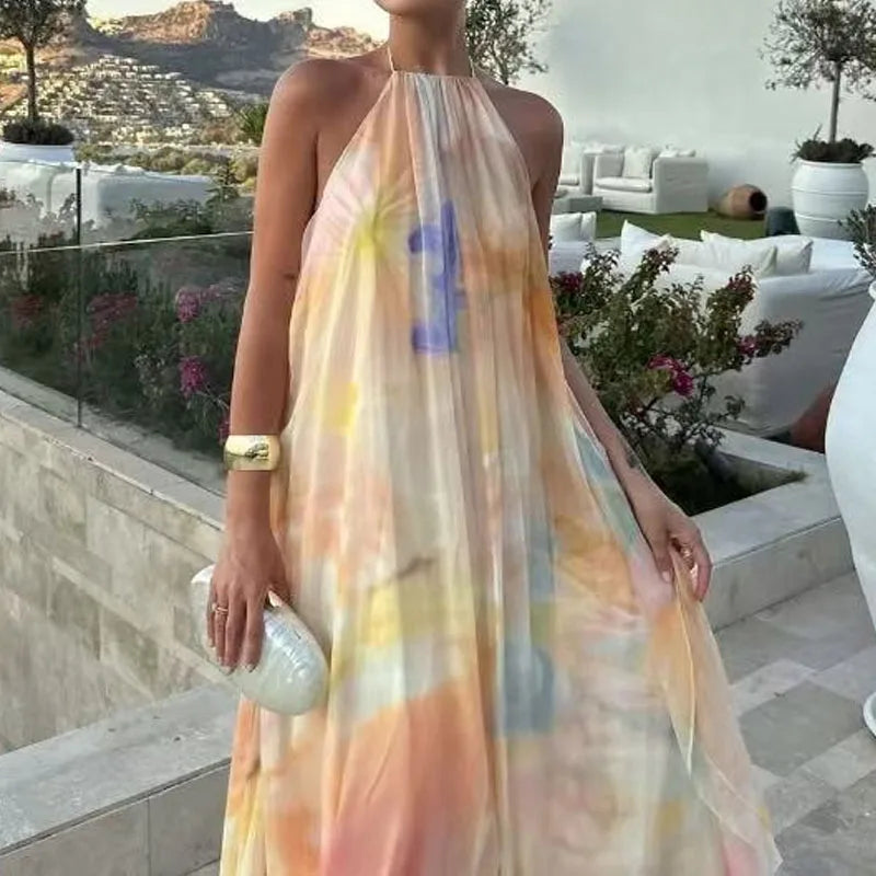 Bohemian Backless Printed Elegant Maxi Dress for Women