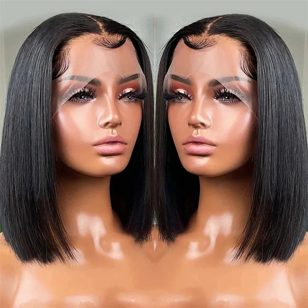 HD Straight Brazilian Human Hair Bob Lace Front Wig for Women