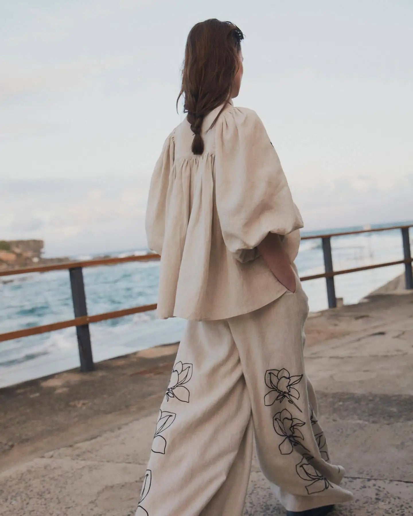 Elegant Printed Cotton Linen Two Piece Set for Women