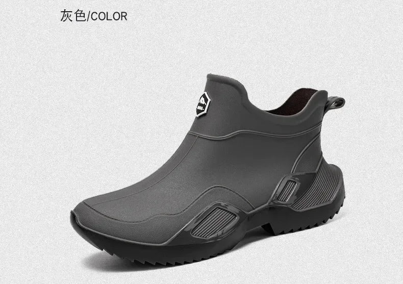 Round Toe Waterproof Ankle Rain Boots