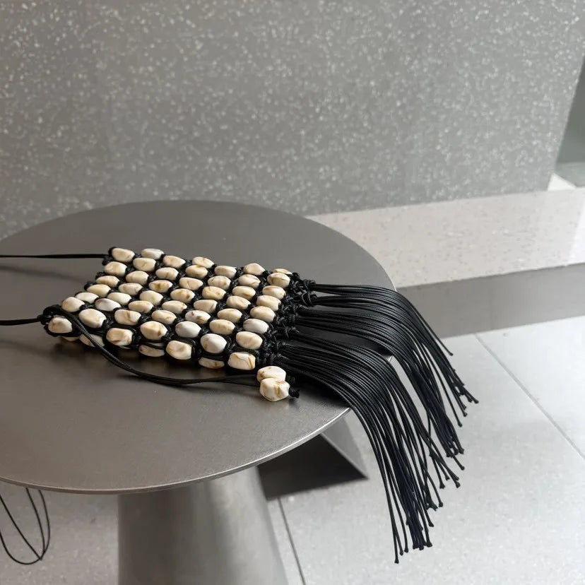 Handmade Beaded Rope Crochet Crossbody Bag for Women