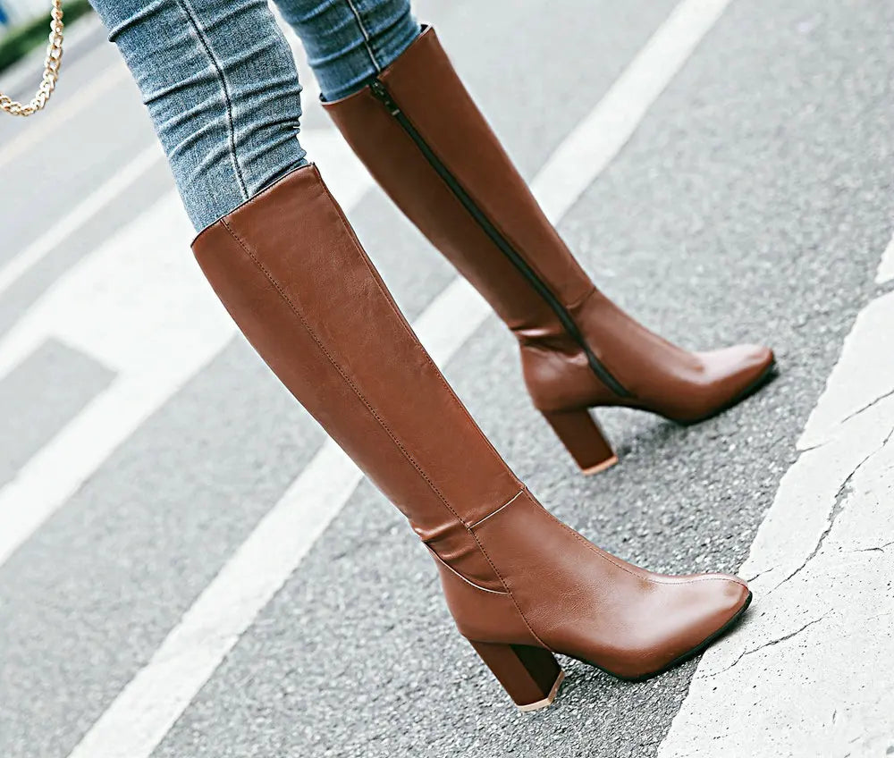 Knee High Platform Boots With Thick Heels for Women