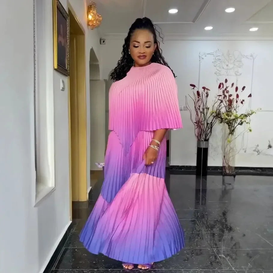Elegant Pleated African Dress