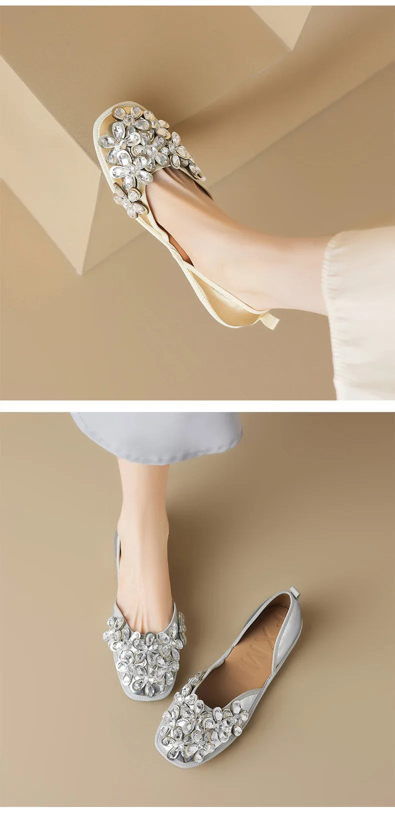 Luxurious Rhinestone Square Toe Slip On Mules for Women