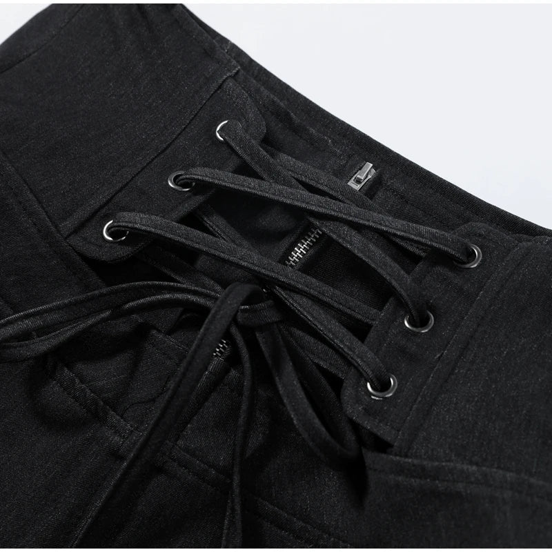 Single Button Denim Jacket With Wide Leg Pants For Women