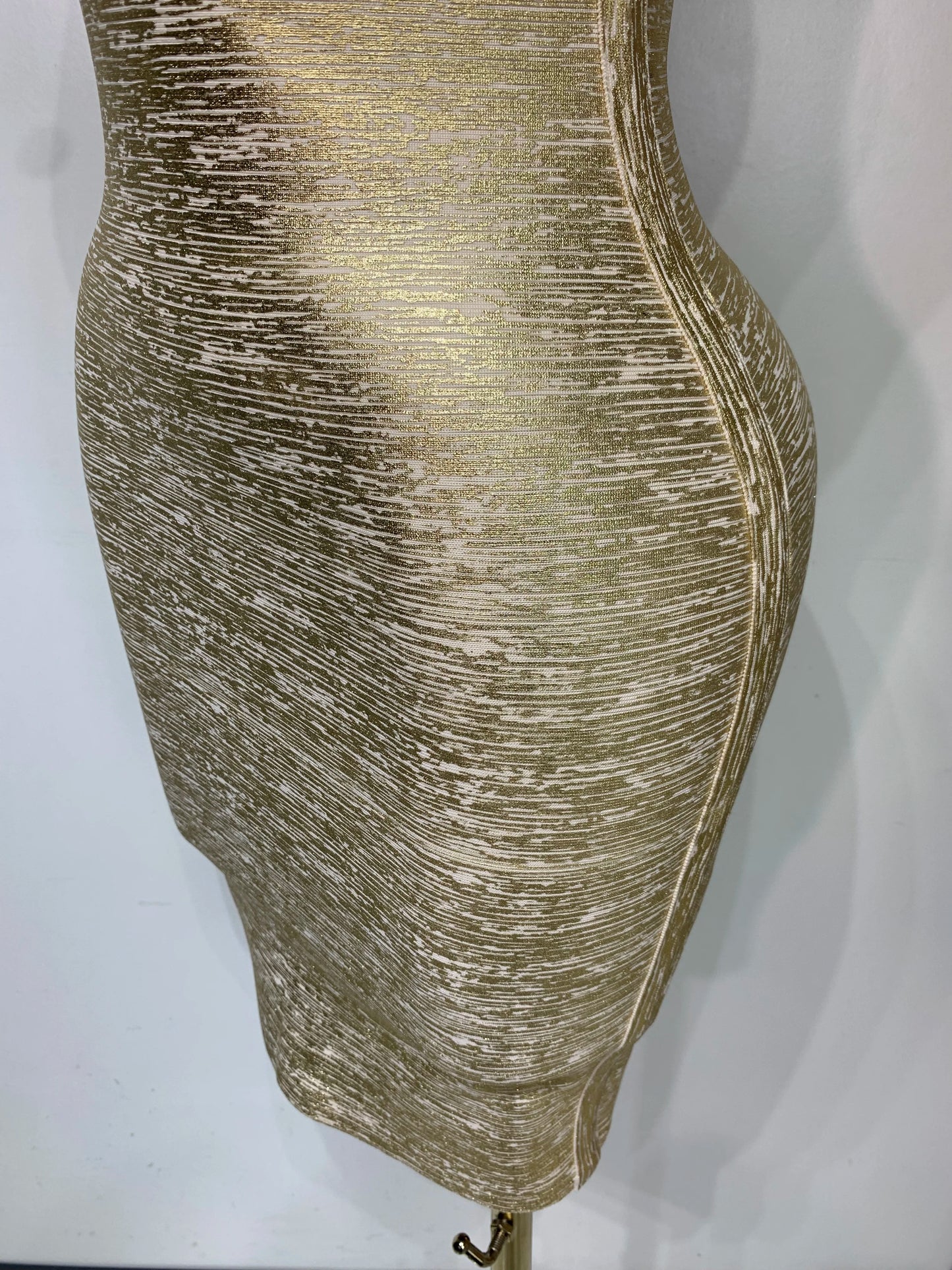 High Quality Celebrity Elegant Gold Bodycon Bandage Dress Women Sexy Nightclub Evening Party Luxury Birthday Dress Vestidos