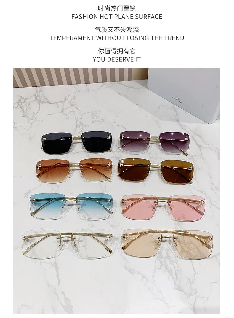 Rimless Square Fashion Sunglasses