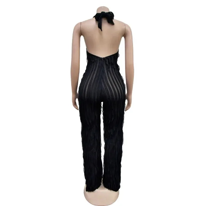 Elegant Jumpsuit for Women Streetwear Fashion Solid Backless Deep V-neck Sleeveless Conjoined Body Pants Y2k Summer 2025 New