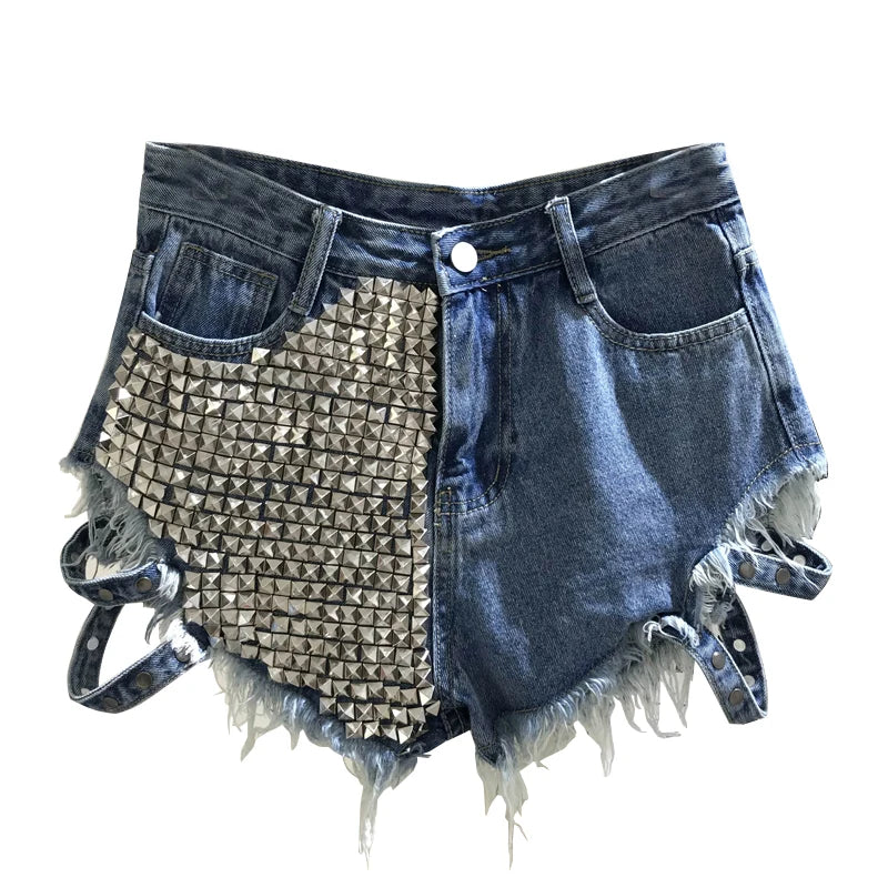 Relaxed Fit High Waisted Denim Shorts With Tassel Accents For Women