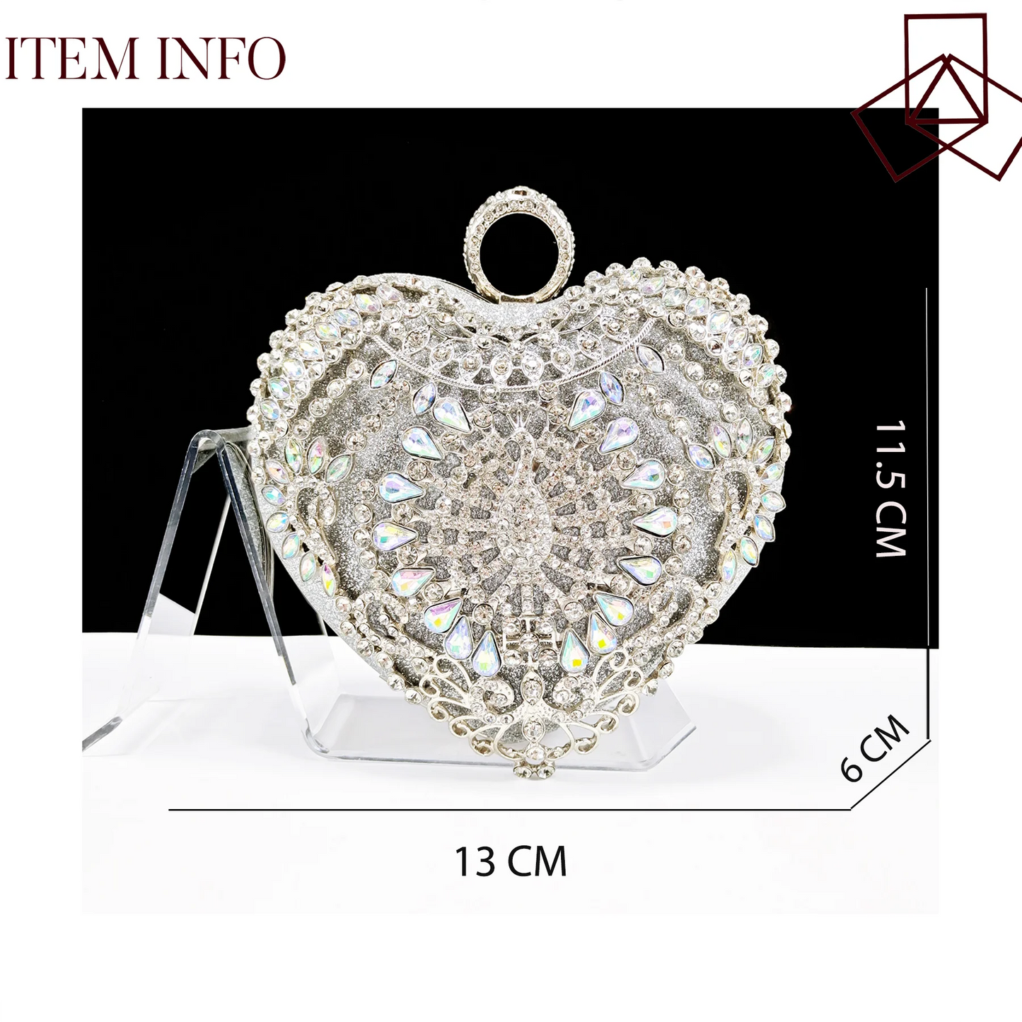 Italian Design Metal Rhinestone Decoration Ladies Evening Clutch Bag love Small Bag Chain Sky Blue Color Bag