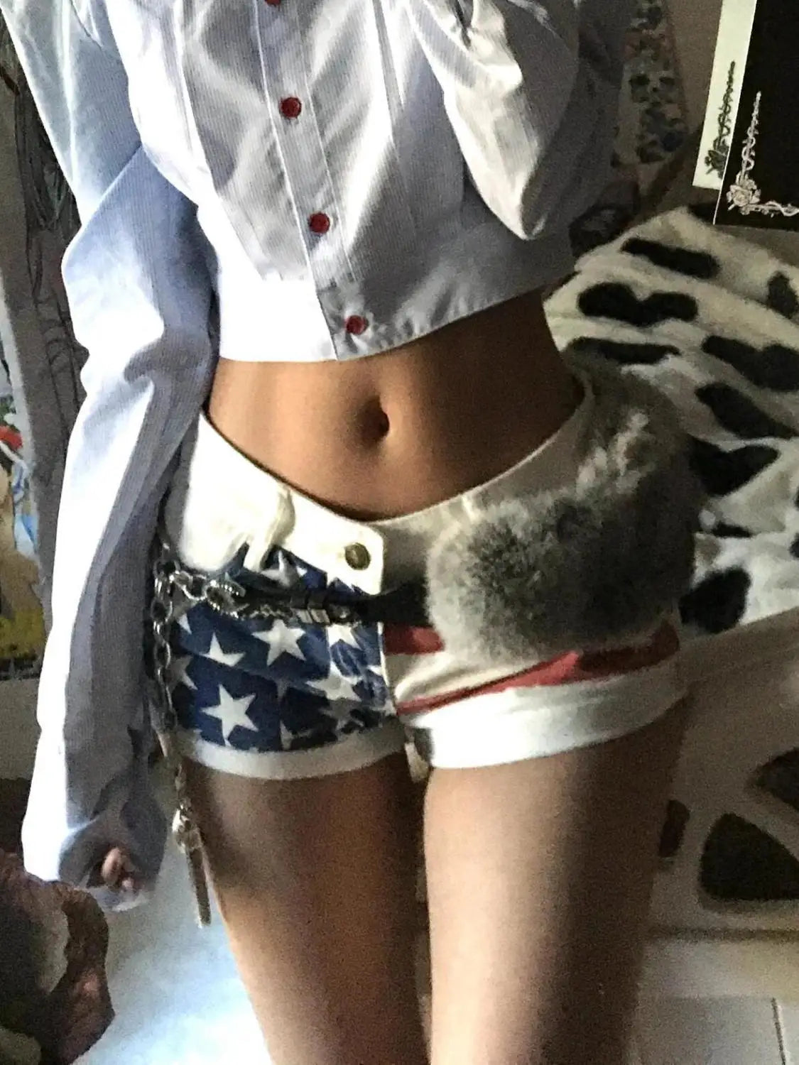 Washed Star Print Denim Shorts for Women Fashionable Street Hot Girl Star Printed Shorts Harajuku Style Hip Hop Y2k Denim Shorts
