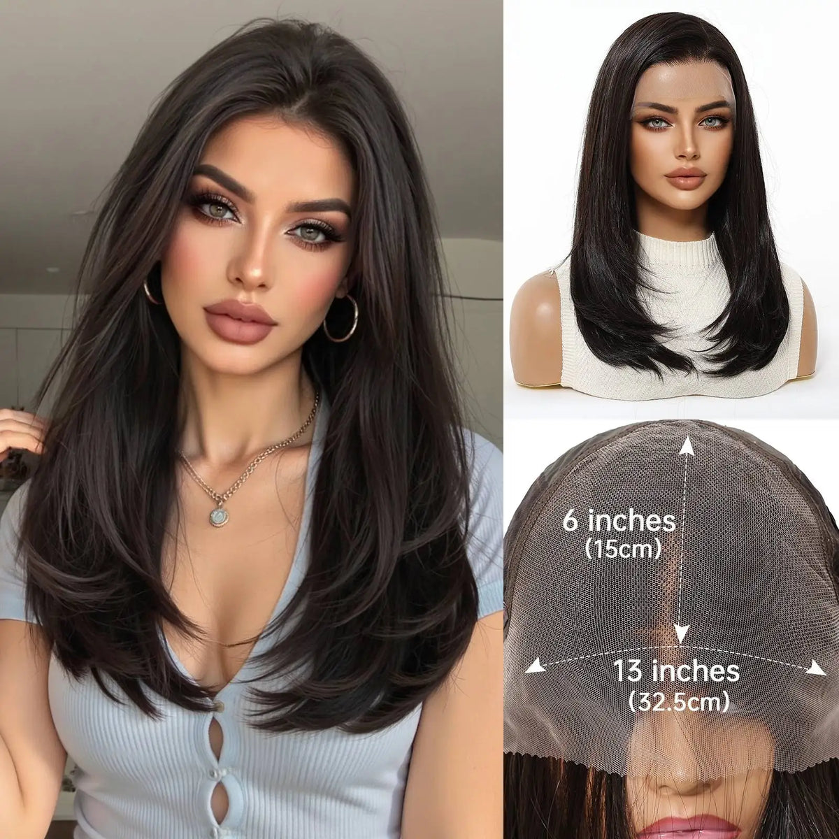 Long Layered Ash Blonde Highlight Lace Front Wig for Women