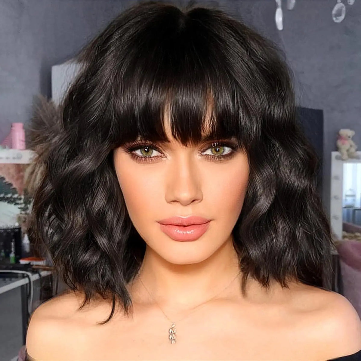 Pastel Synthetic Wavy Shoulder Length Wig for Women