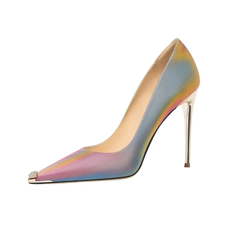 Rainbow Color Pointed Toe High Heel Stiletto Pumps for Women