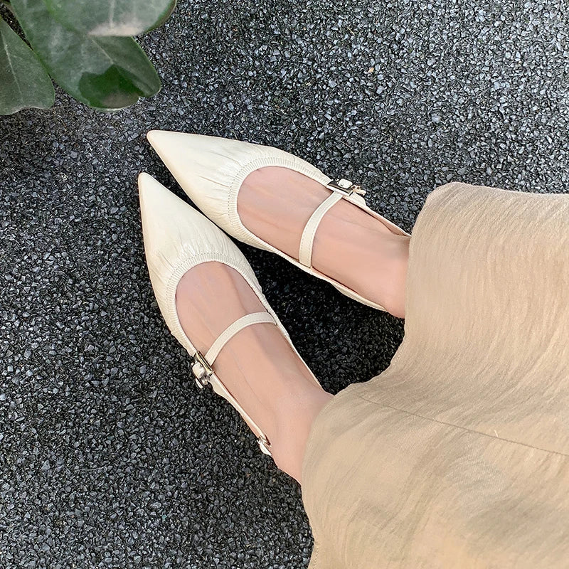 Genuine Leather Pleated Closed Toe Sandals for Women