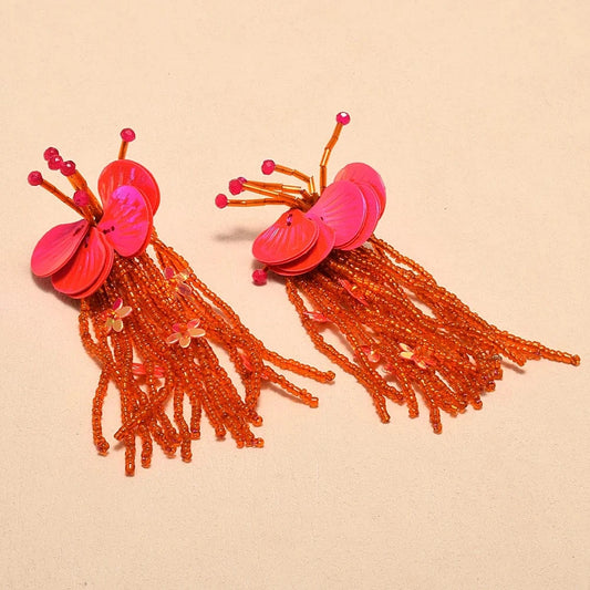 Fashion Beaded Earrings Bohemian Women's Handmade Flower Drop Earrings Ethnic Statement Jewelry Wholesale