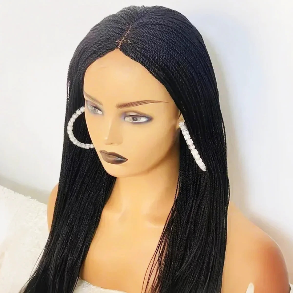 28inch Chestnut Brown Micro Twist Color Mix Wig with 5x5 HD Lace Closure Glueless Natural Look Braiding Lace Wig for Women