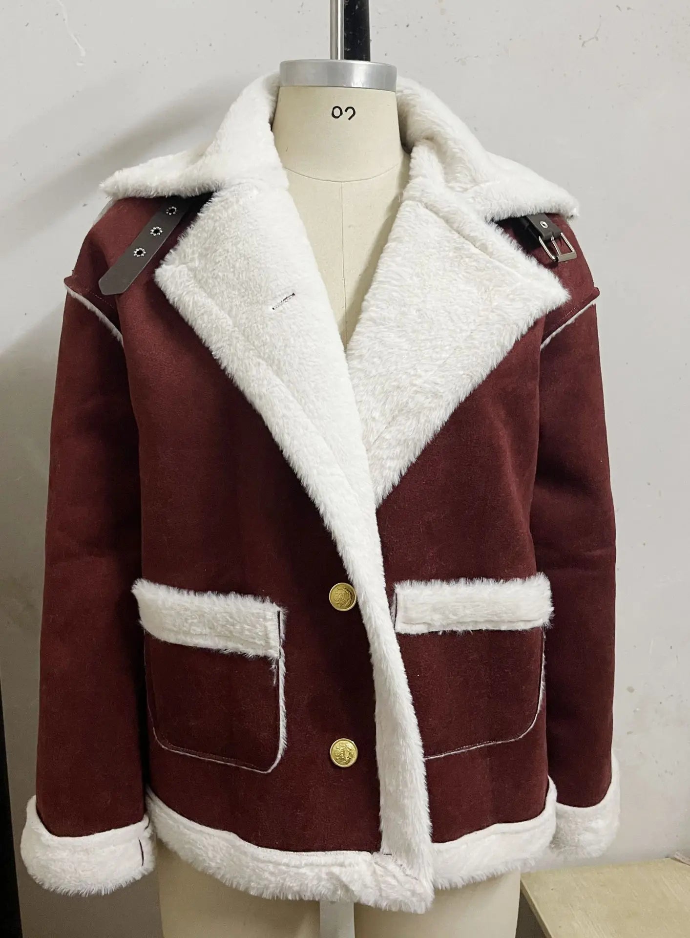 Turn Down Collar Shearling Jacket