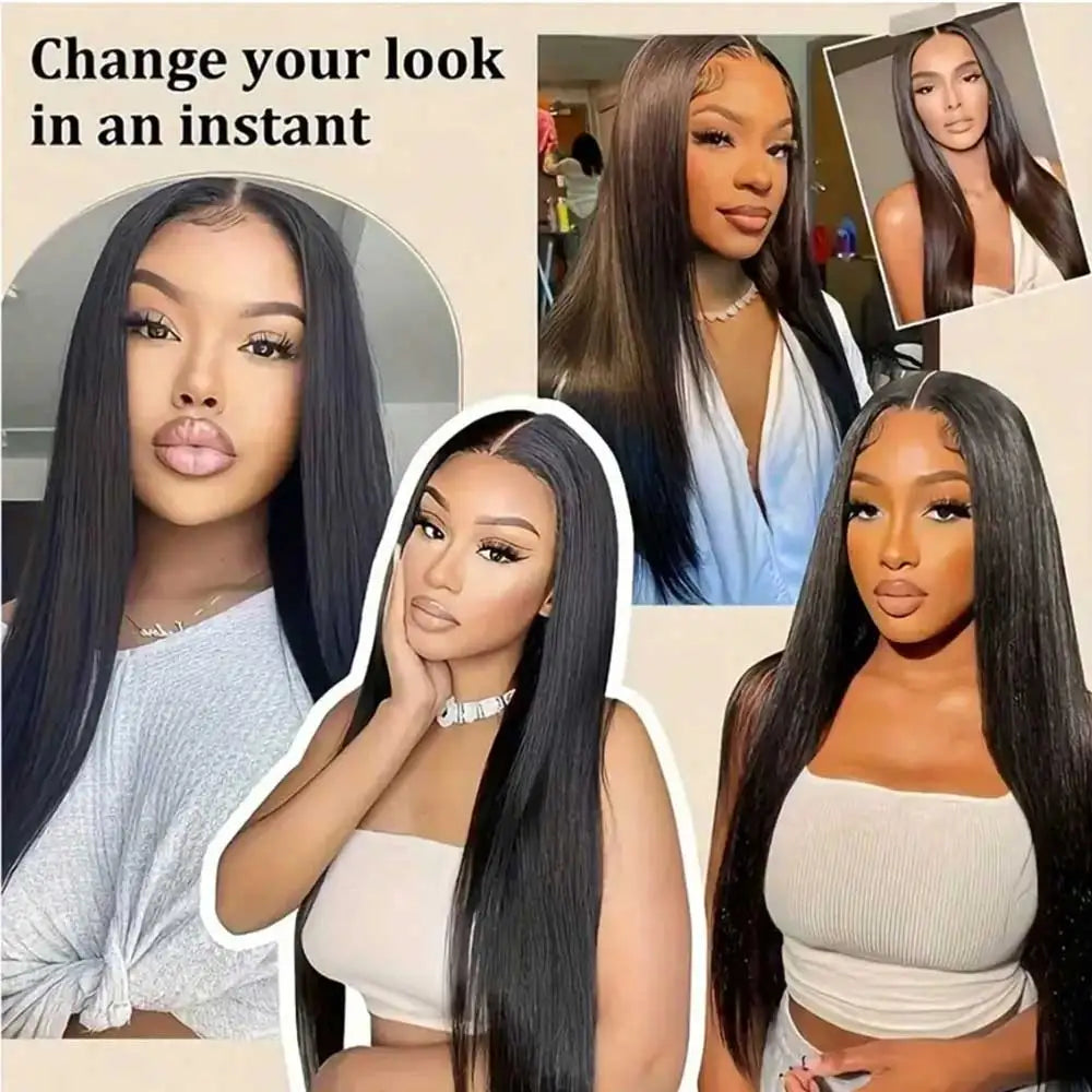 Long Straight Human Hair Lace Front Wig