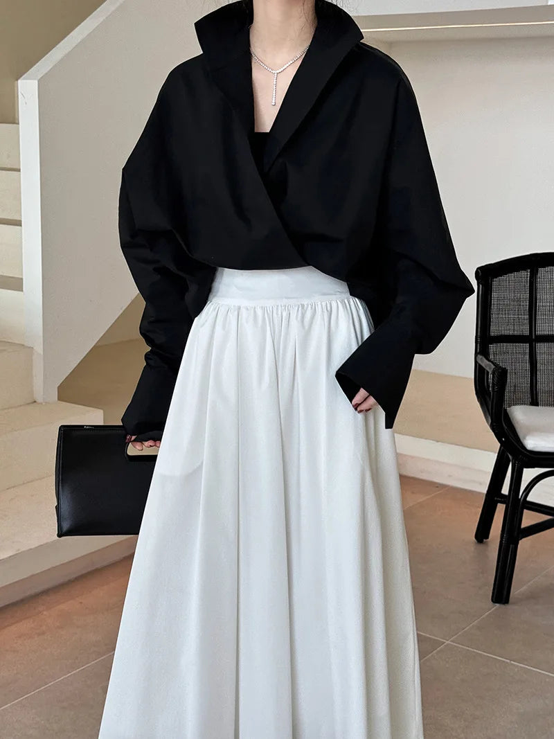 Batwing Sleeve Stand Collar Blouse
