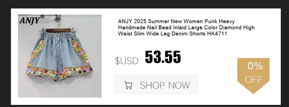ANJY Summer New Women American Retro Streetwear Camouflage Three-dimensional Pocket Cargo Jeans Casual Trendy Denim Shorts A7672