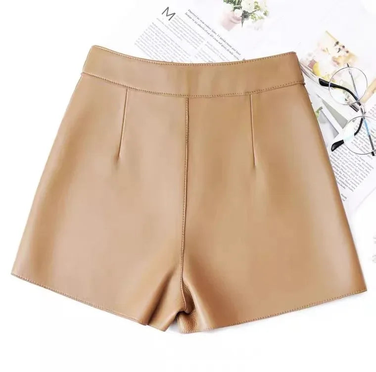 Women's Genuine Leather Shorts 2025 New Style Fashionable Ladies Short Pants
