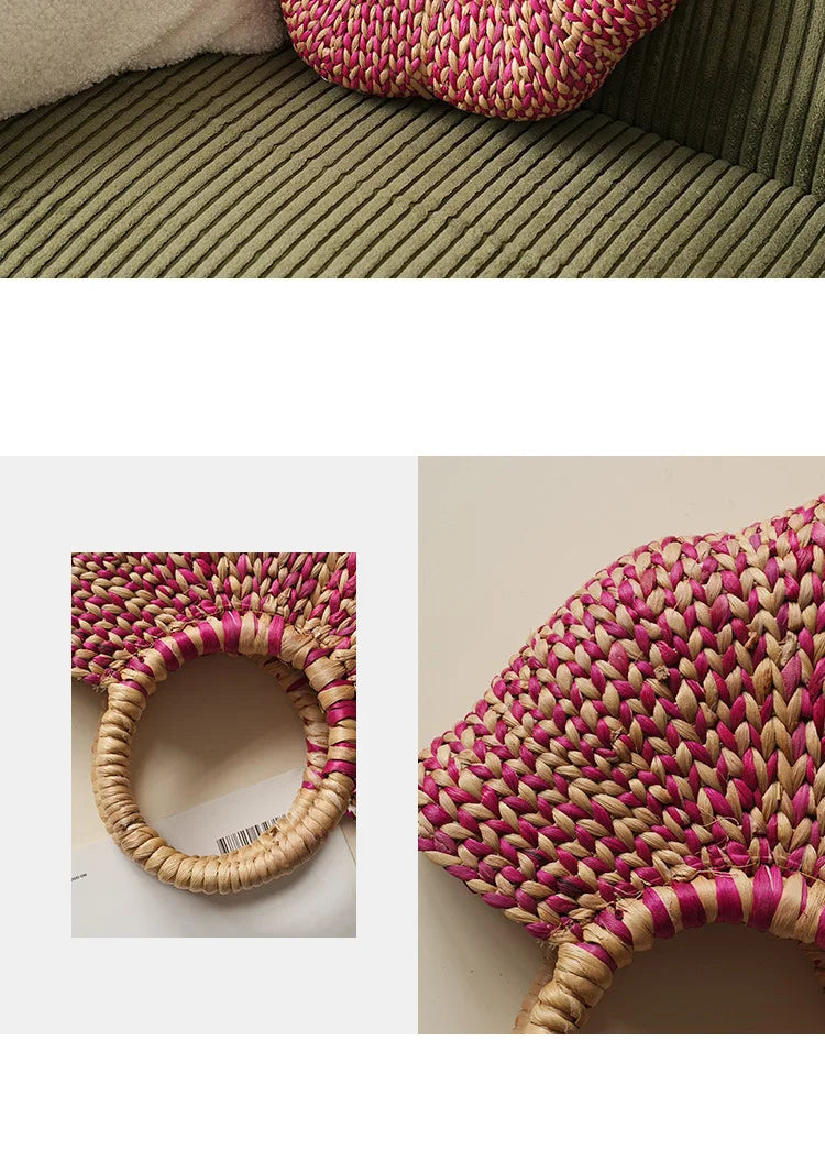 New Straw Woven Women's Bag Hand-woven Straw Women's Handbag Luxury Brand Personalized Fashionable Straw Beach Bag High Quality