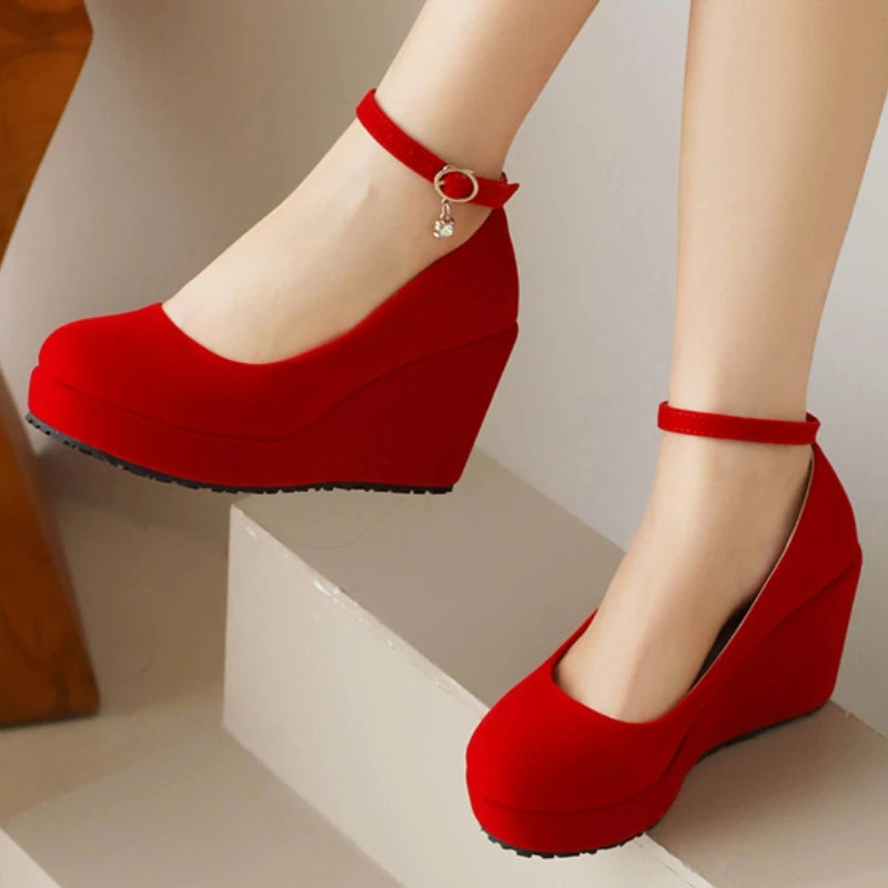 Buckle Strap Platform Wedge Heels