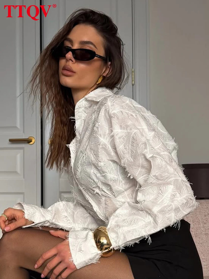 Slim Fit Cotton Button Front Crop Blouse for Women