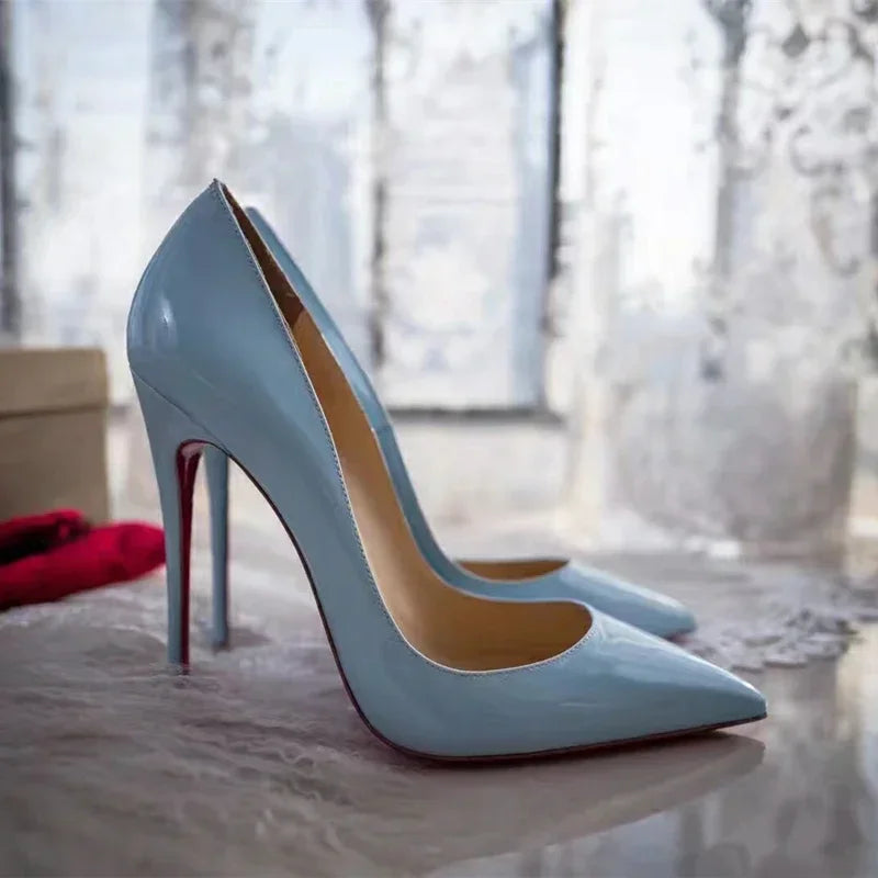 Pointed Patent Leather Slim High Heel Pumps for Women