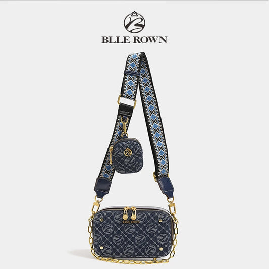 Blue Floral Chain Shoulder Bag