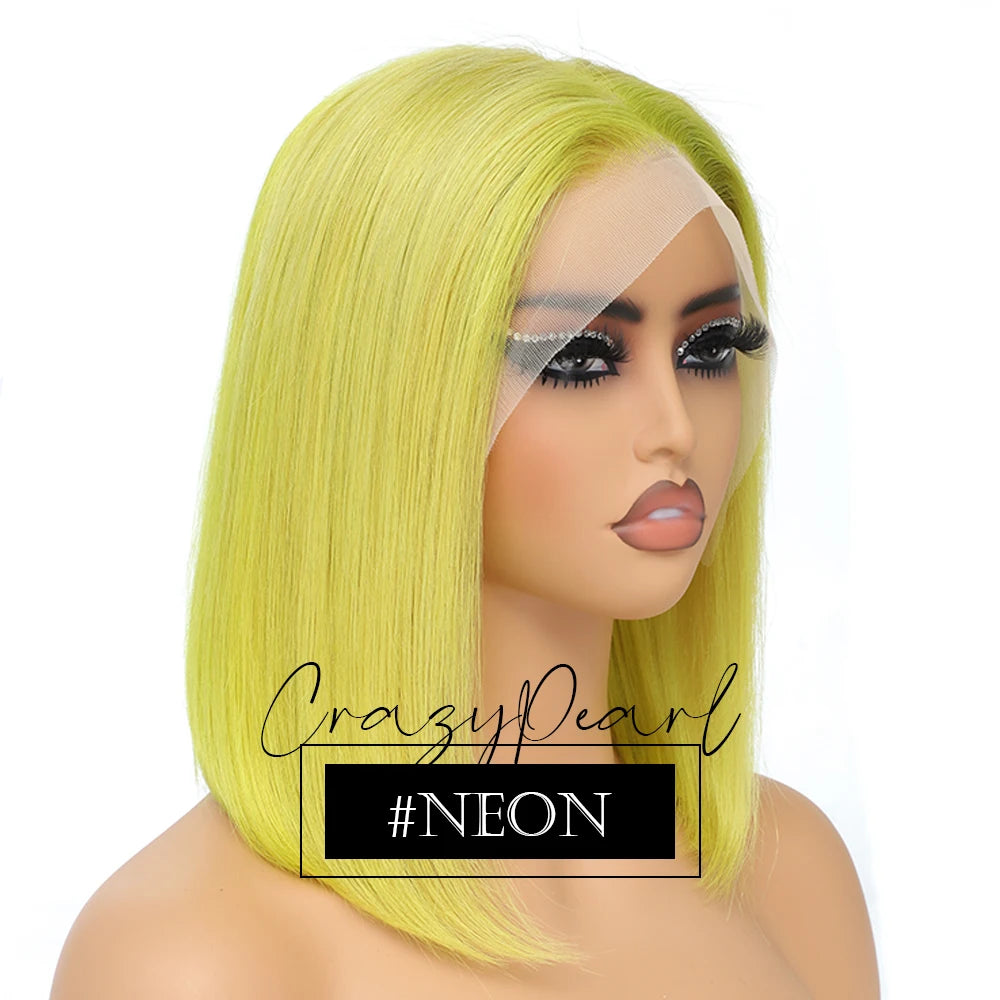 Short Transparent Lace Human Hair Bob Wig for Women