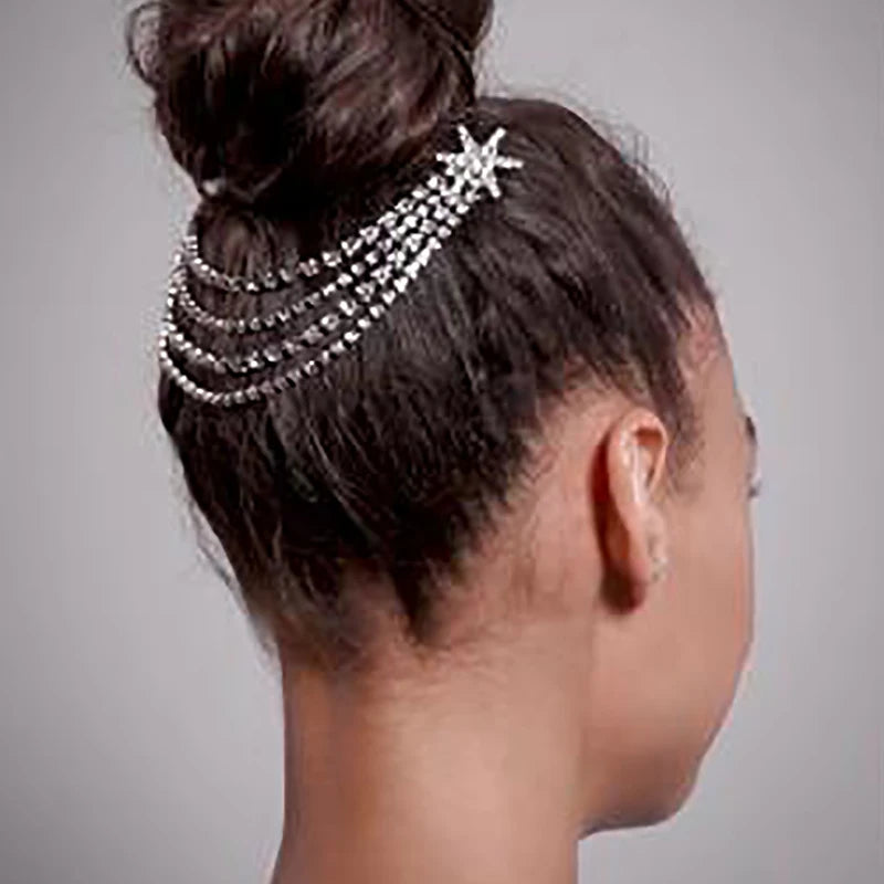 Star Crystal Tassel Hair Comb Headpiece