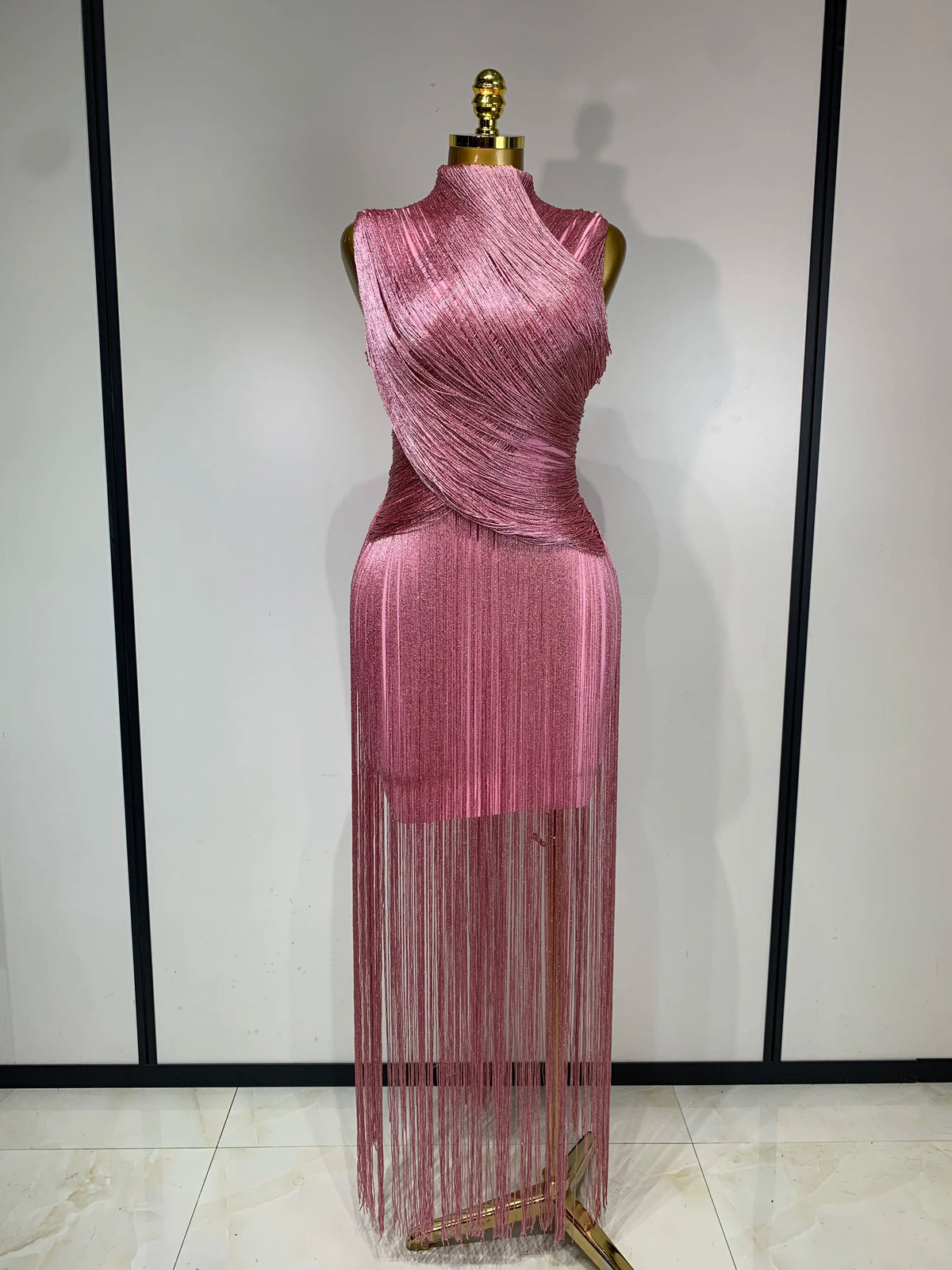 Women Sexy Sleeveless Tassel Bodycon Bandage Dresses Celebrity Elegant Evening Party Nightclub Luxury Birthday Cocktail Dress
