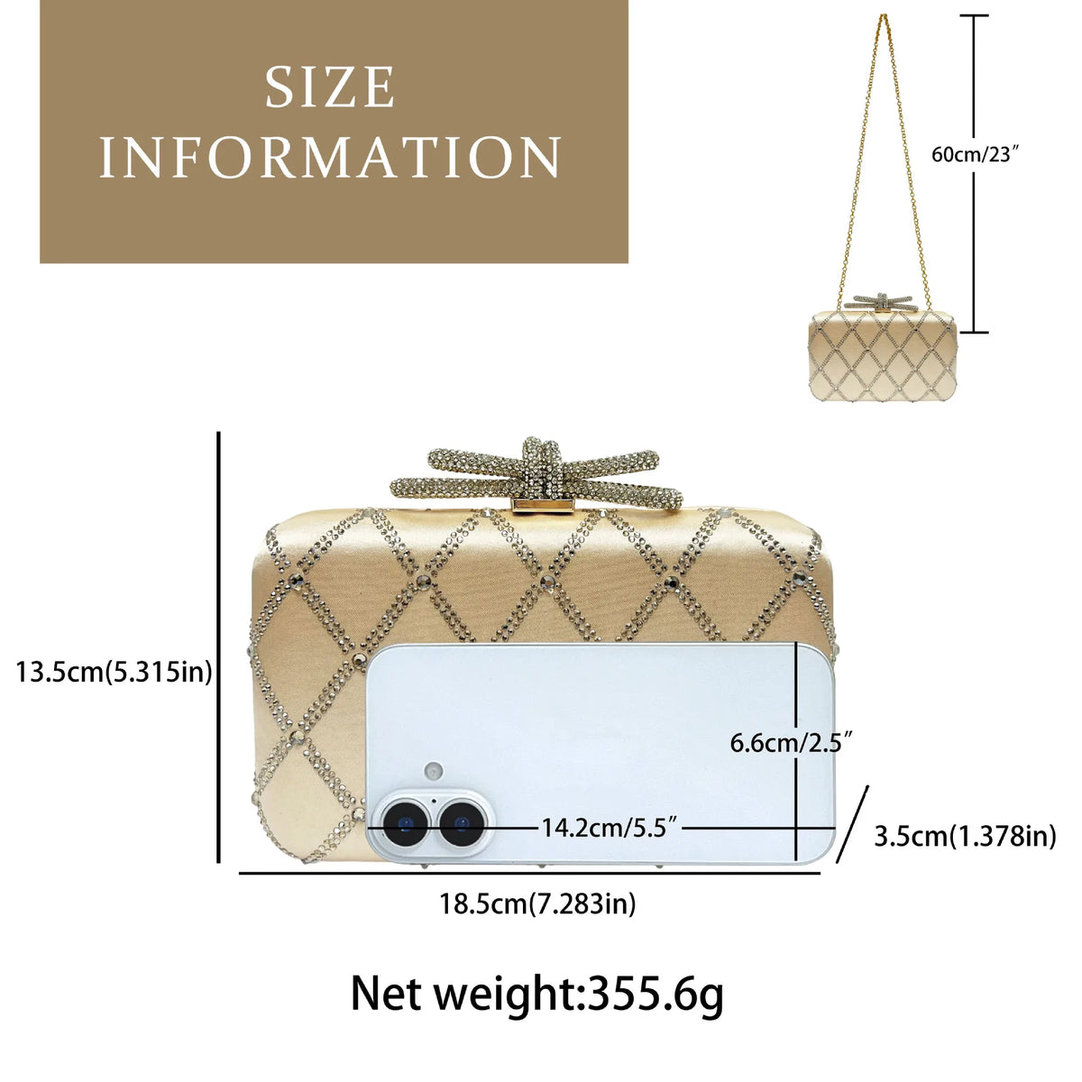 Glitter Rhinestone Clutch Messenger Bag for Women