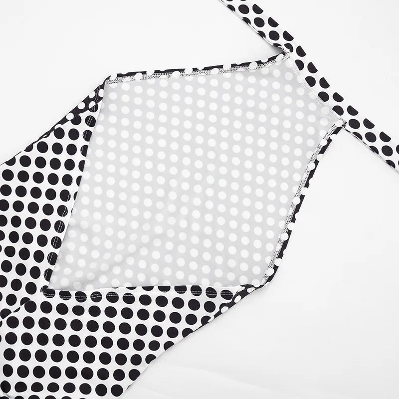 Patchwork Polka Dot Halter Bodycon Romper for Women
