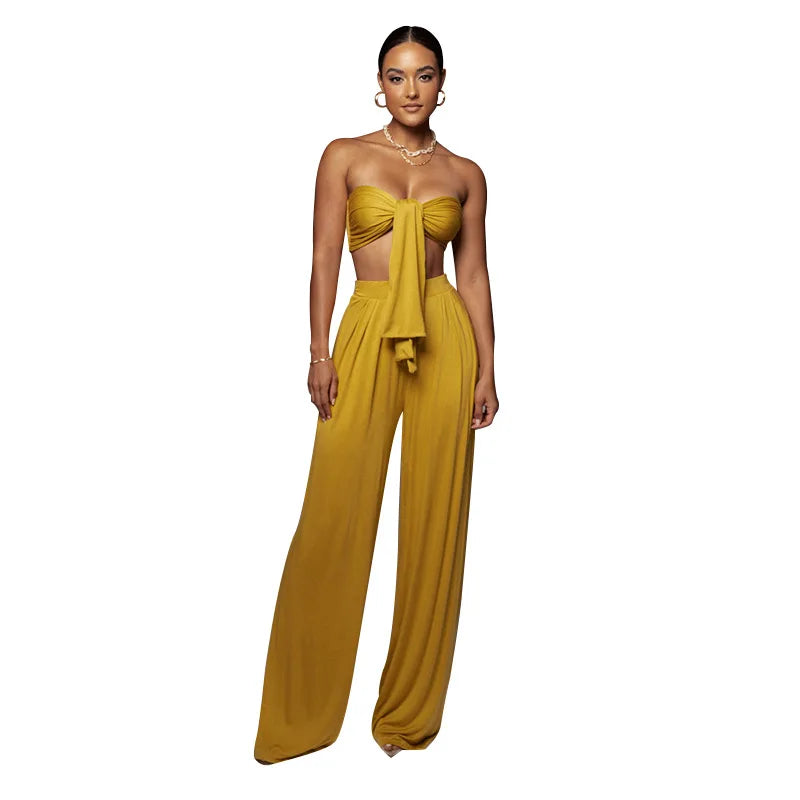 Elegant Solid Color Casual Two Piece Set for Women