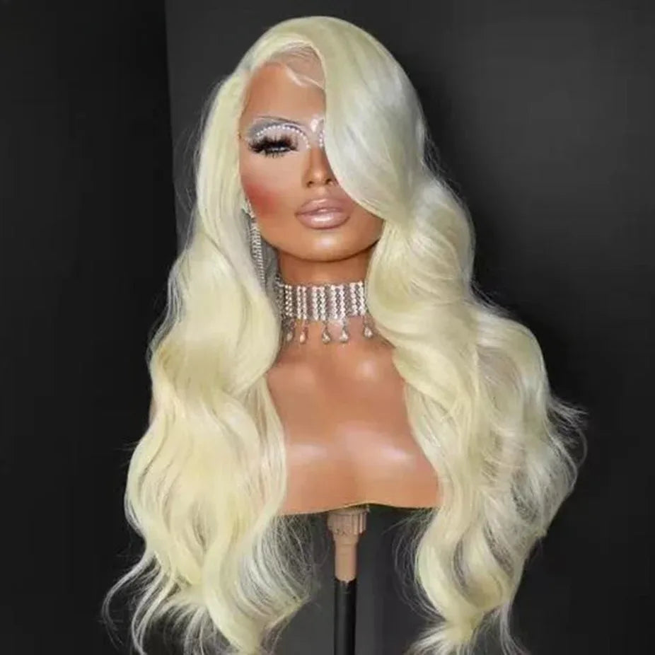 Bright Red Body Wave Heat Resistant Lace Front Wig for Women