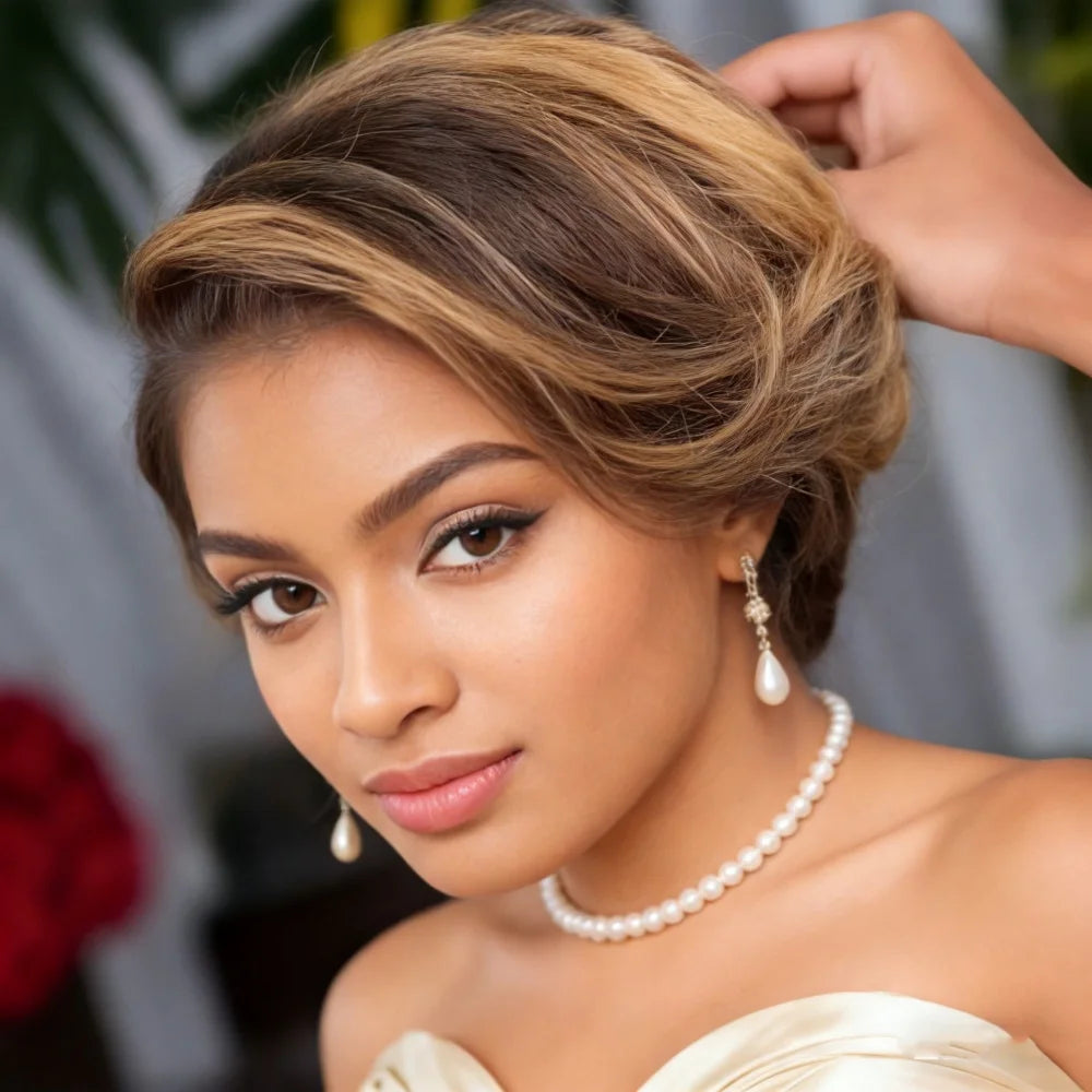 Short Pixie Bob Lace Front Human Hair Wig for Women