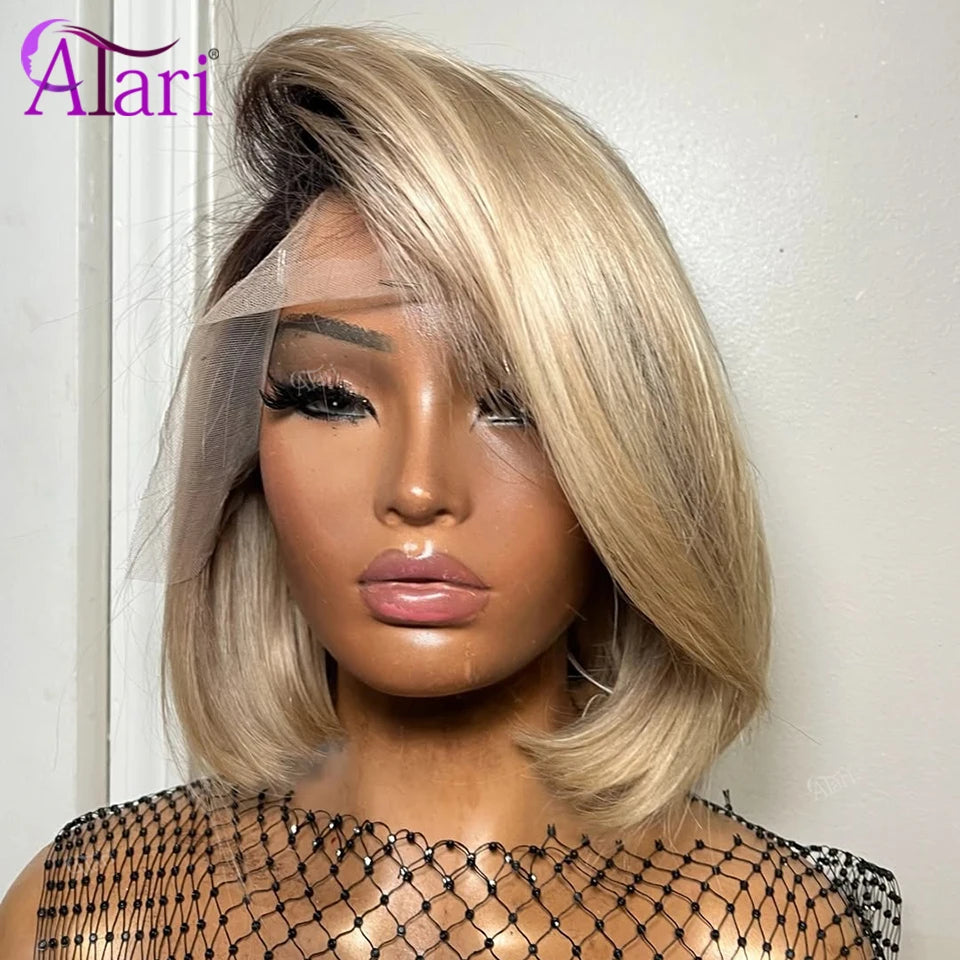 Ombre Blonde Wavy Bob Human Hair Wig