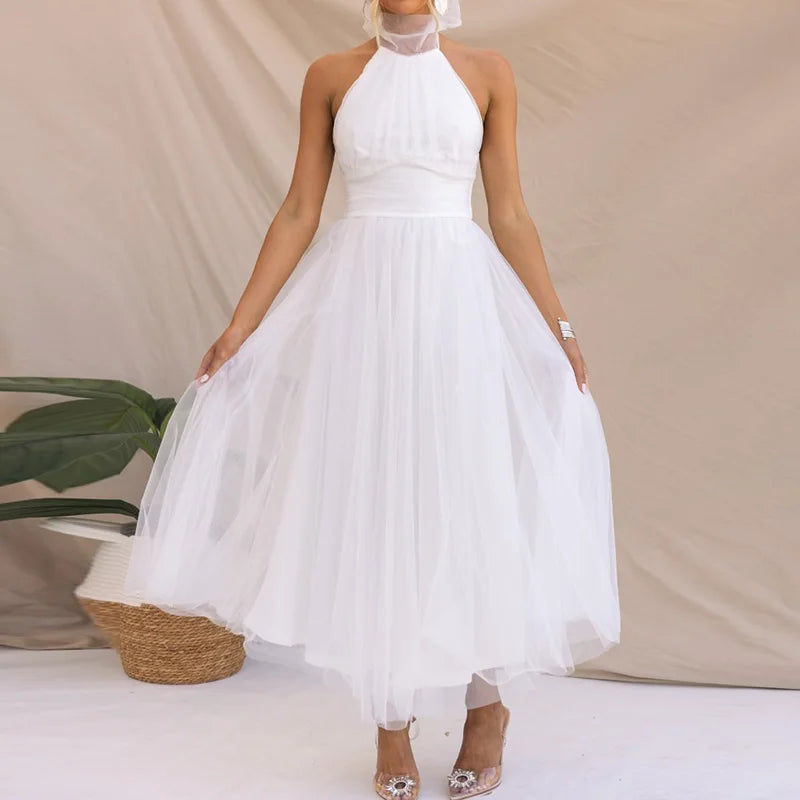 Elegant Lantern Sleeve V Neck Maxi Dress for Women