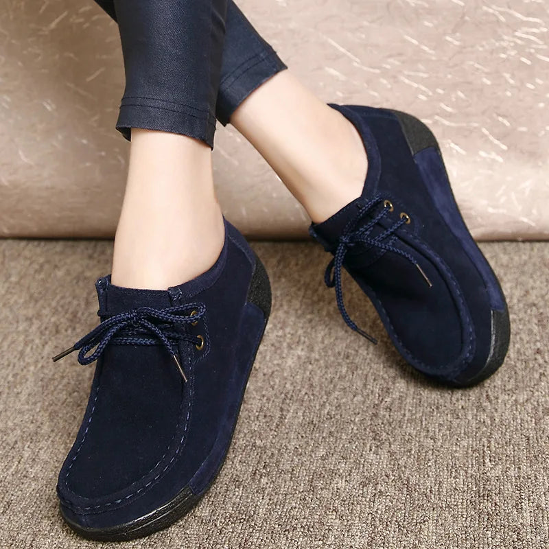 Lace Up Leather Platform Loafers
