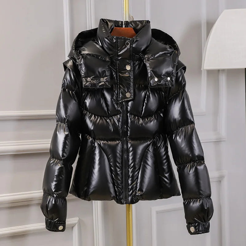 Glossy Hooded Down Jacket