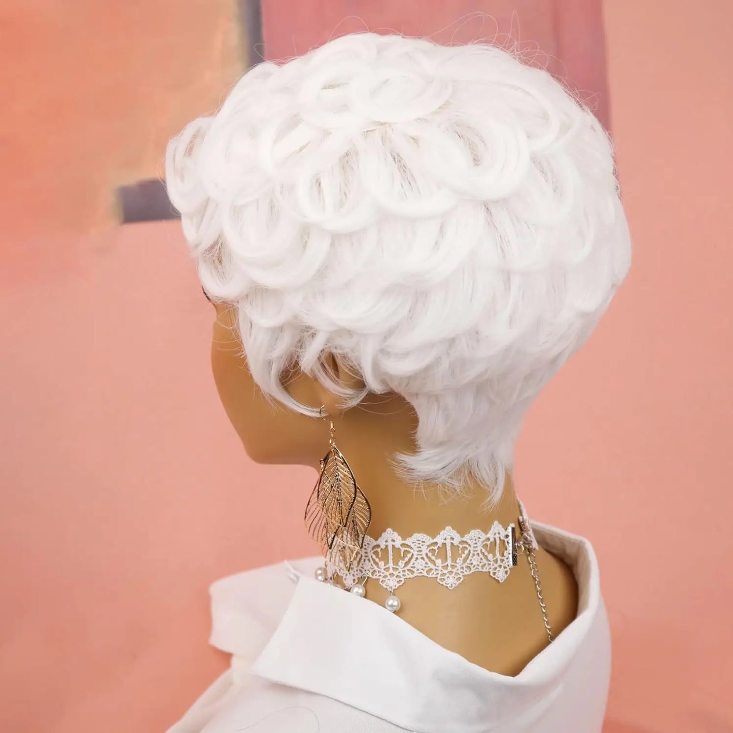 Black women's short wig delicately cut wig Black women's short curly hair natural wave layering replacement wig, wig with bangs