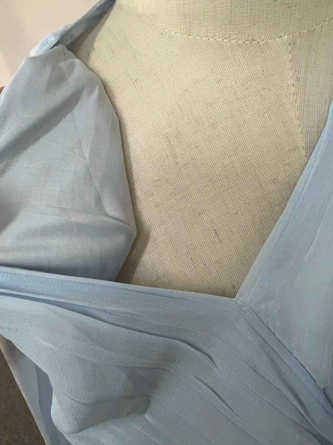 Elegant Blue Chiffon Ankle Length Flowing Dress For Women